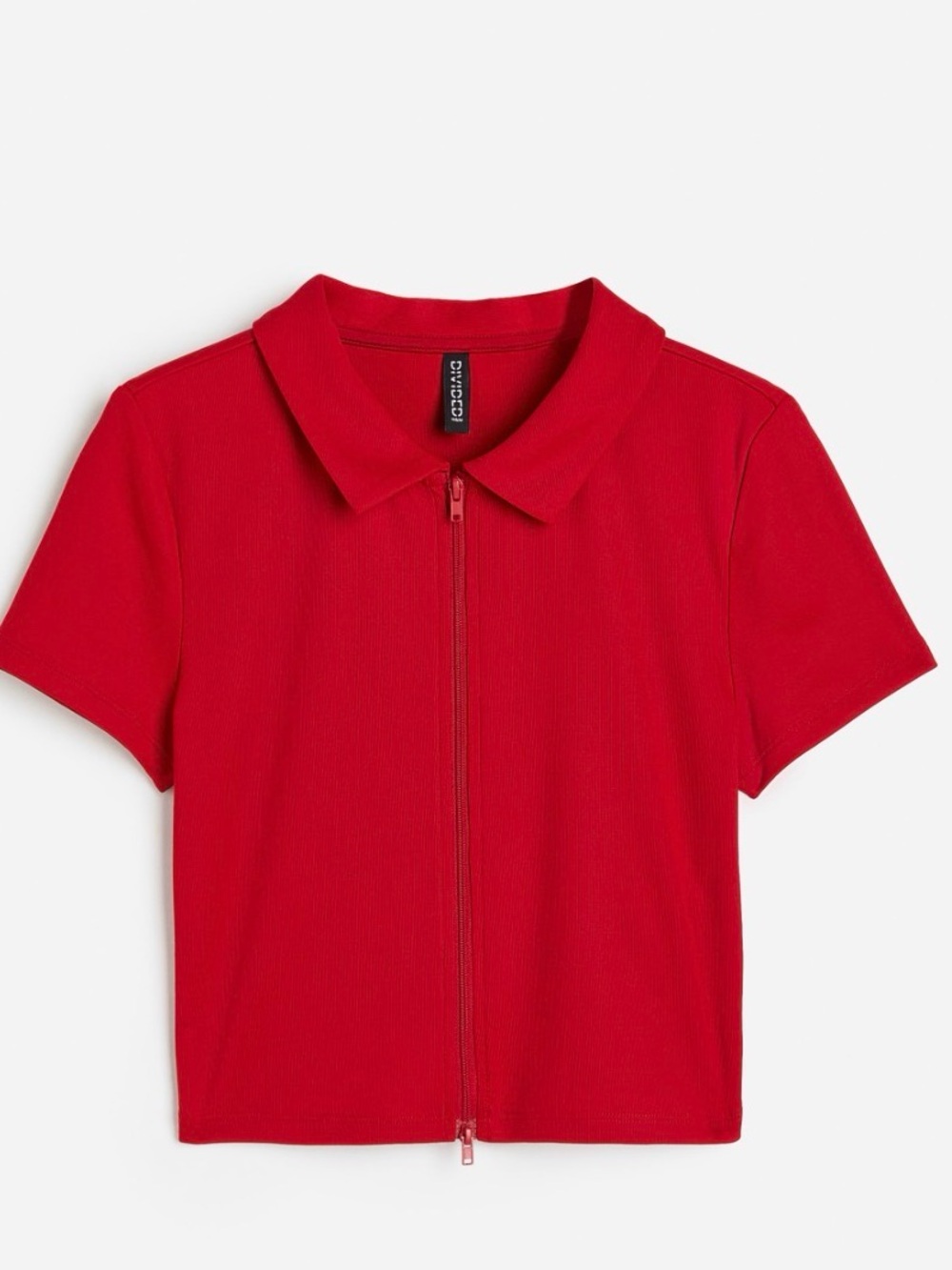 COLLARED ZIP-THROUGH TOP
